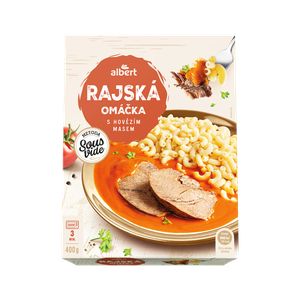 Albert rajská omáčka s hovězím a těstovinami